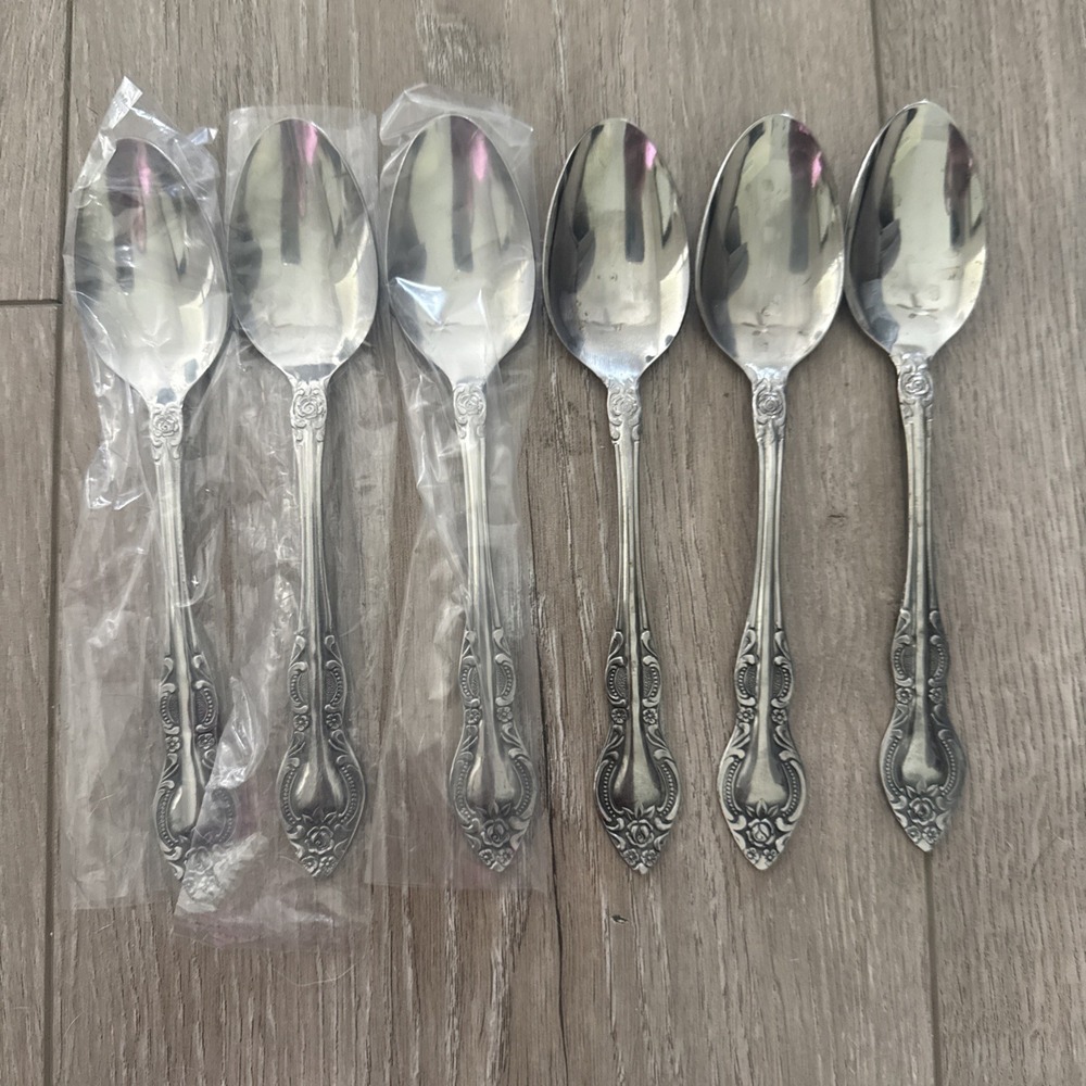 Stanley Roberts LISETTE Stainless Rogers Co Japan 6 Teaspoons 6 3/8" Flatware